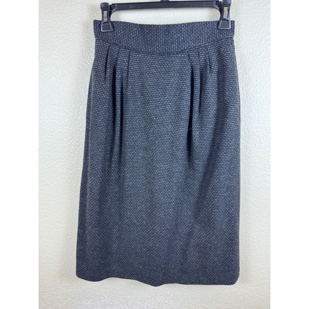 Vintage Patty Woodard Skirt 10P Wool‎ Pleated Pockets Minimalist Dark Academia